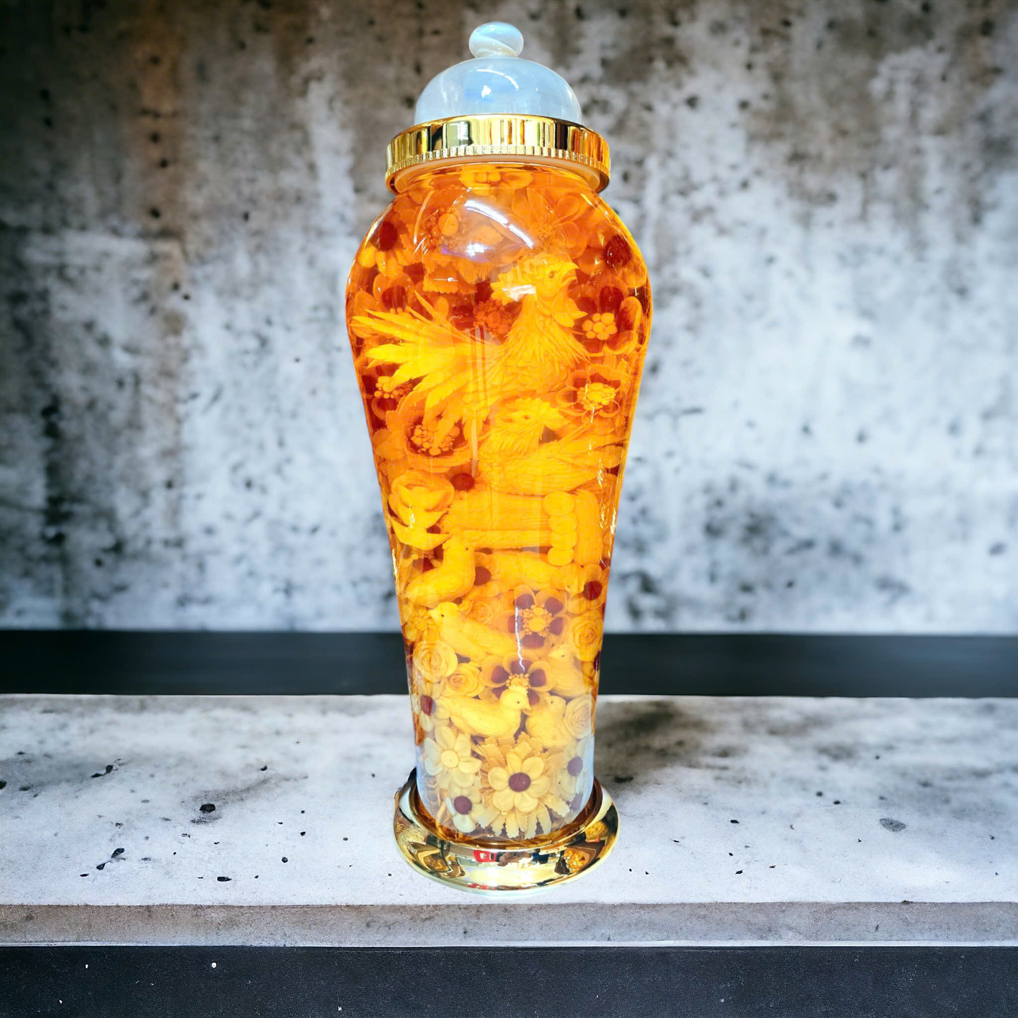 Bình Sâm Điêu Khắc Gia Đình Gà 41Lít