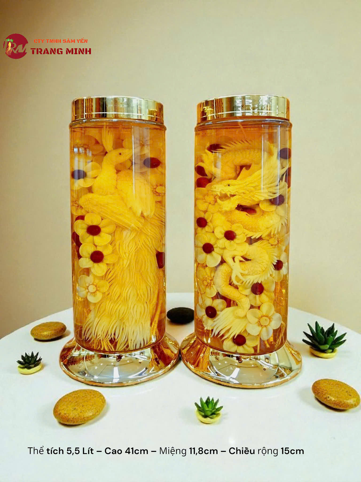 Bình Sâm Điêu Khắc Long Phụng Sum Vầy 5.5 Lít