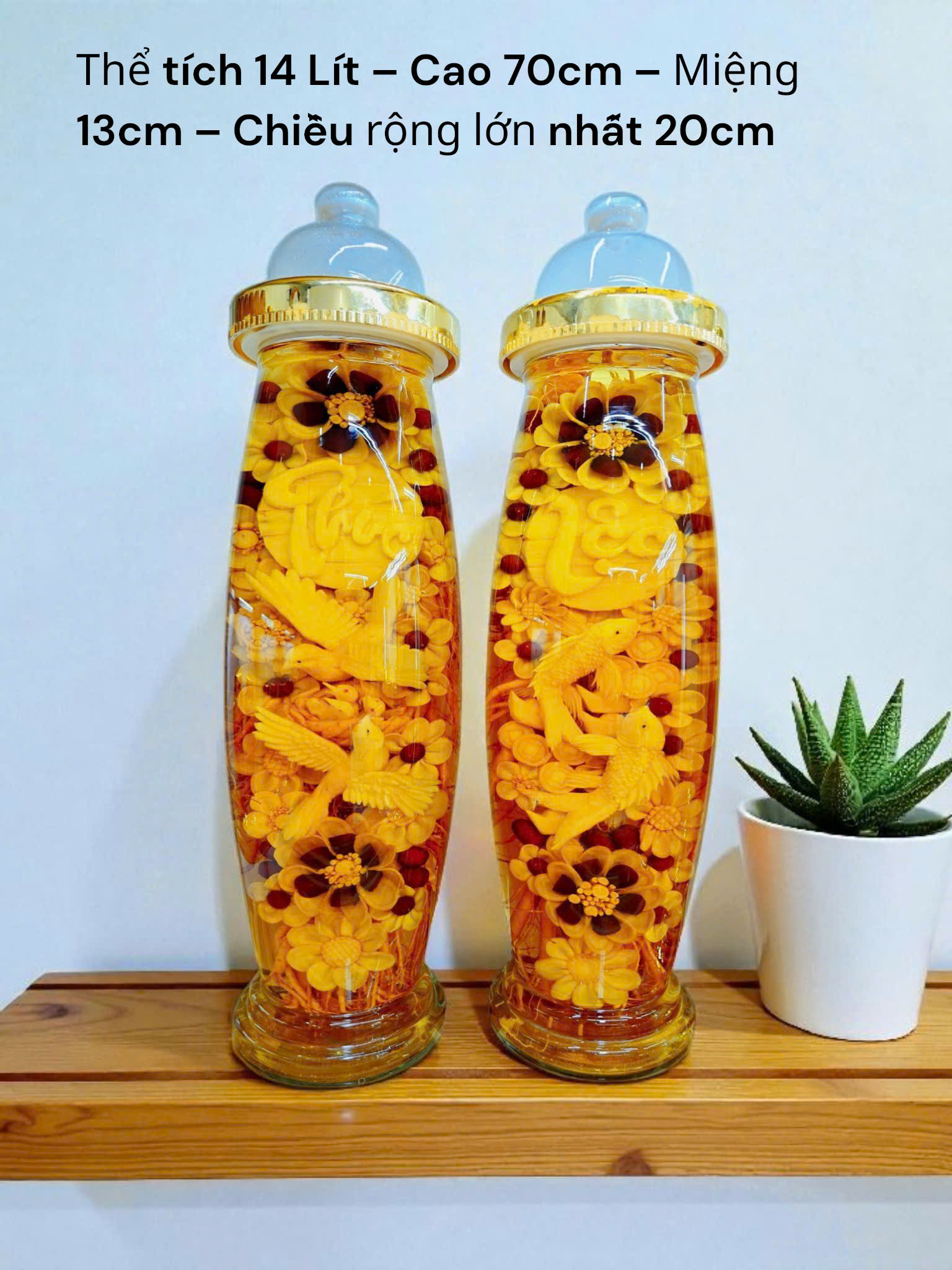 Bình Sâm Điêu Khắc Long Phụng Sum Vầy 14 Lít