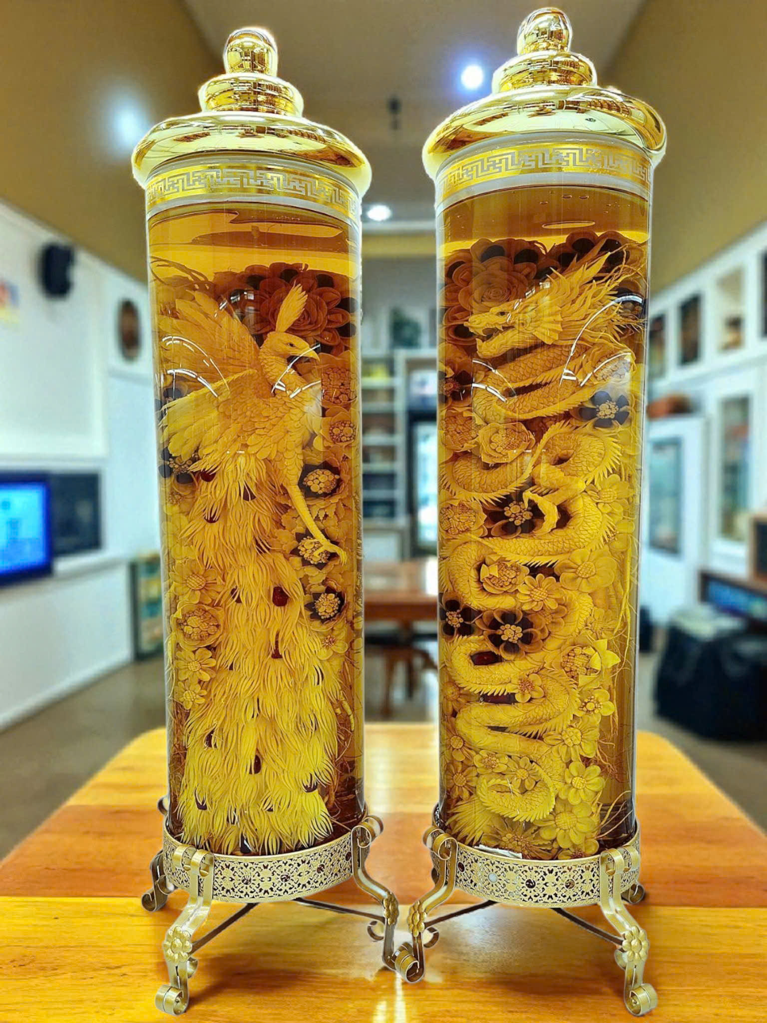 Bình Sâm Điêu Khắc Long Phụng Sum Vầy 70 Lít